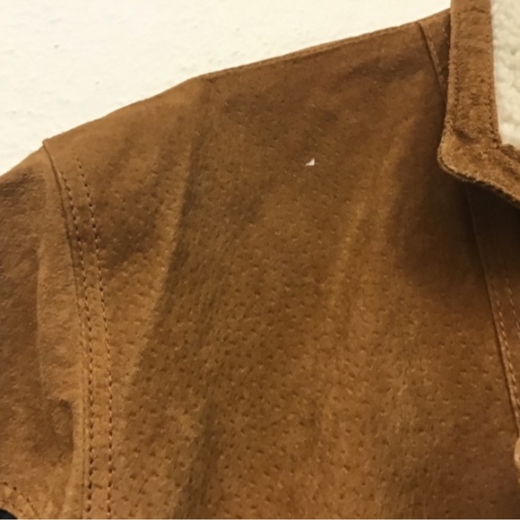 80s Vintage Interstate Leather Smoker Western Native Suede Leather Bomber Jacket - Picture 8 of 13